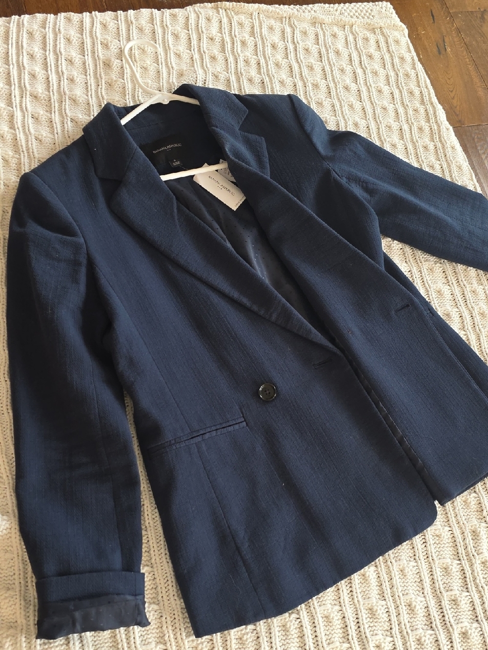 NWT BANANA REPUBLIC navy linen blazer Small, 2